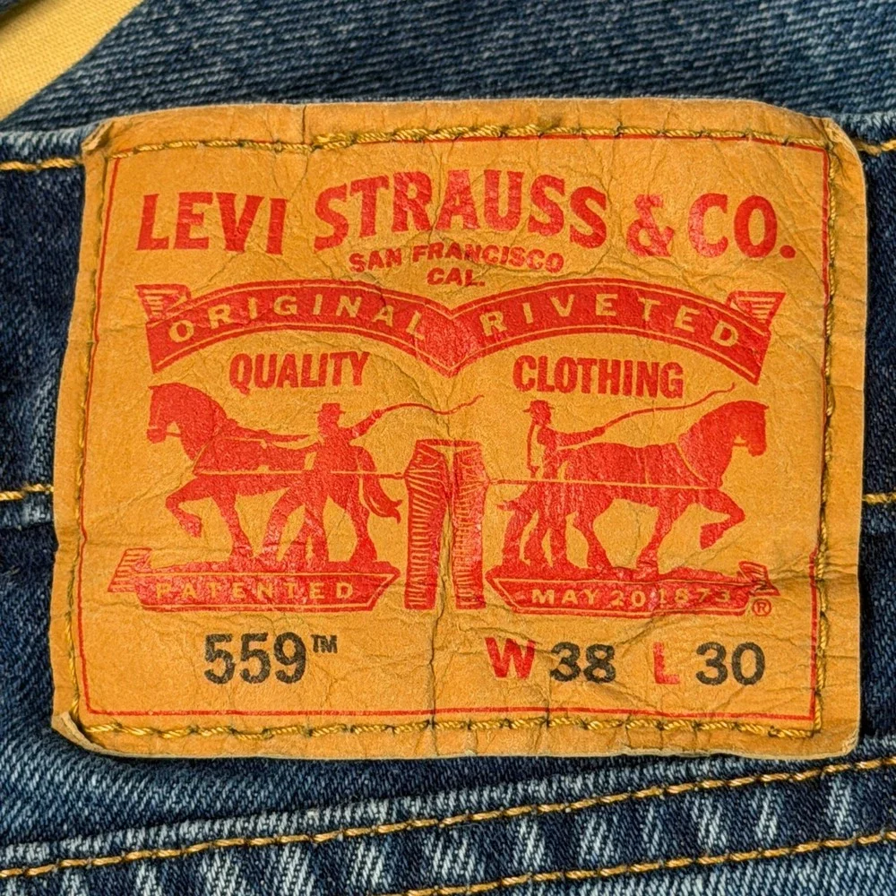 Levi's 559 Relaxed Straight Jeans Men 38x30 Medium Blue‎ Denim 100% Cotton